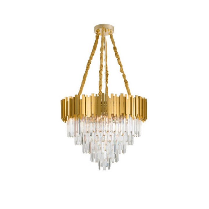 LUCES CAMPANA LE42288 lampa wisząca E14 w kolorze złotym kryształowa