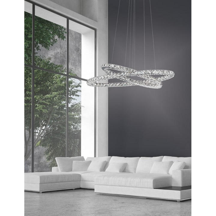 LUCES CEDEIRA LE42315 zwis okrągły ring 50W LED wisząca lampa srebrna