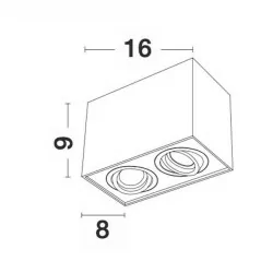 LUCES CHIVACOA LE61452/3 rectangular ceiling lamp 16cm