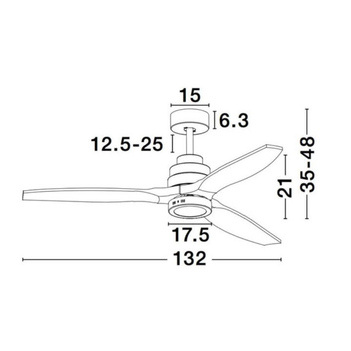 LUCES SAHAGUN Ceiling fan + module LED 12W 3000K black and brozne