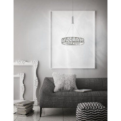 LUCES CERRITO LE42319 is a hanging lamp made of chrome and crystal