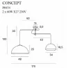 Maxlight CONCEPT P0454/5 lampa wisząca z 2 kloszami kolor czarny/złoty