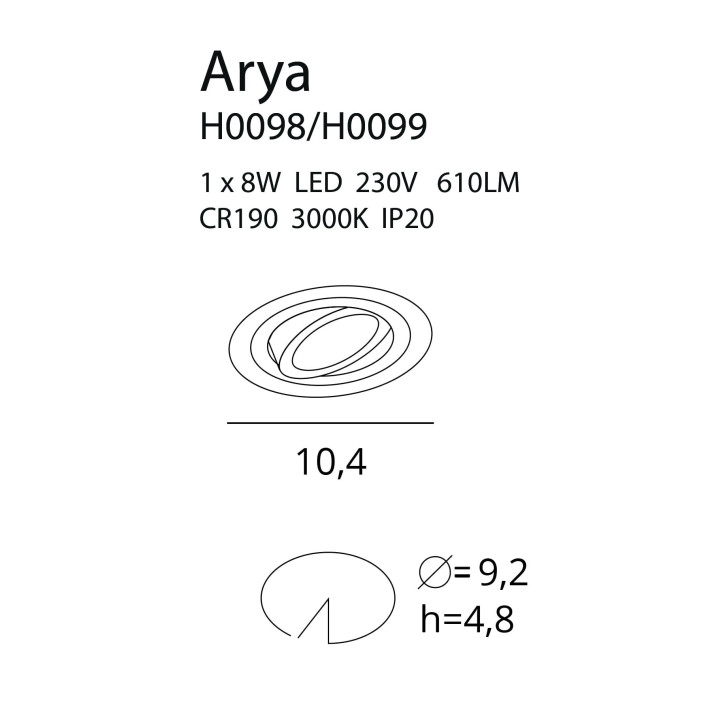 MAXLIGHT ARYA TILTED H0099 OPRAWA PODTYNKOWA RUCHOMA