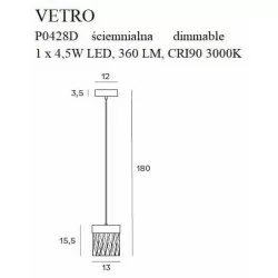 Maxlight VETRO P0428D lampa wisząca złota z okrągłym kloszem IP20
