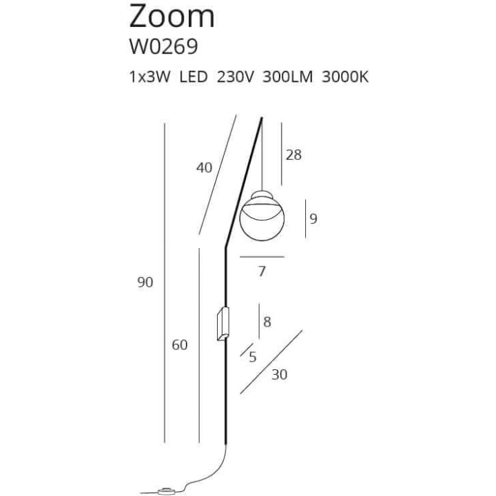 MAXlight Spider ZOOM W0269 kinkiet LED o mocy 3W 3000K