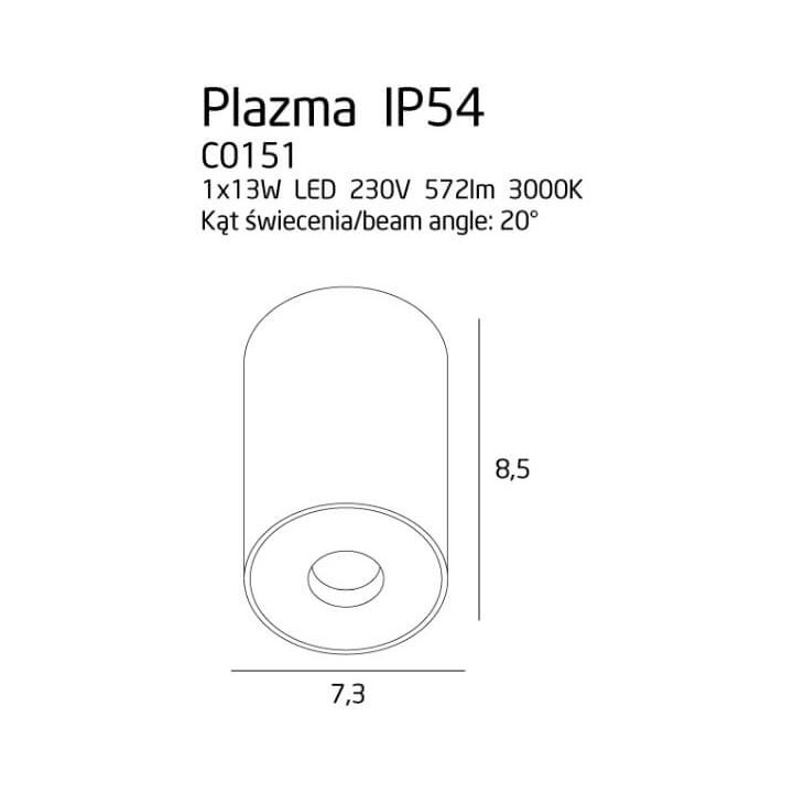 Maxlight PLAZMA C0151 ceiling lamp metal, glass black 3000K 13W
