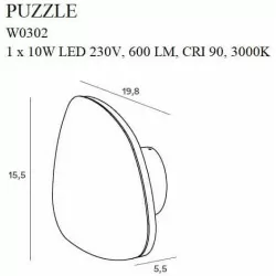 MAXlight PUZZLE W0301/2 kinkiet LED biały/czarny barwa światła: 3000K