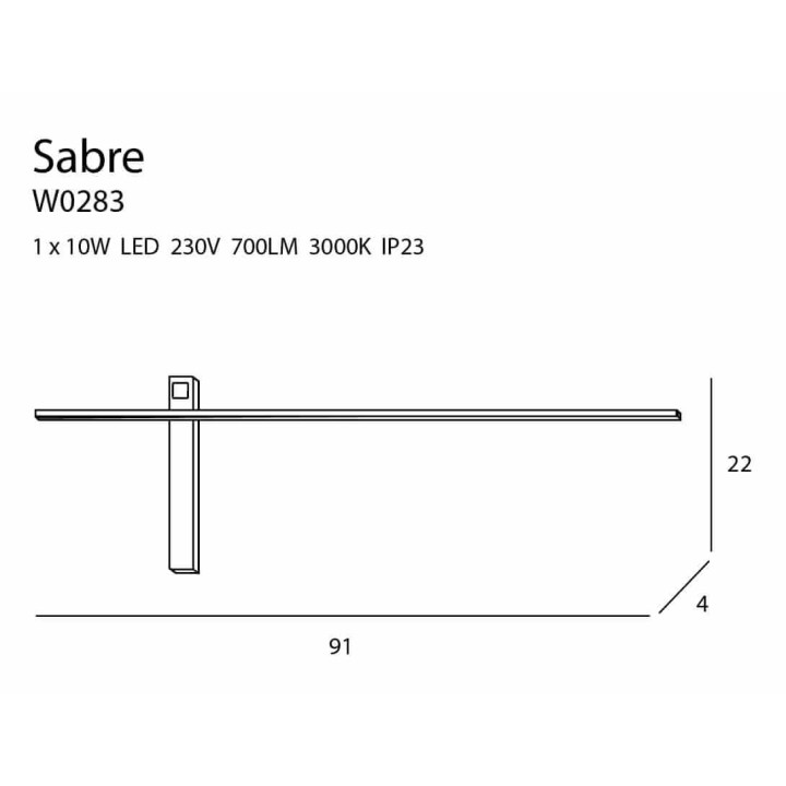 MAXlight SABRE W0283 kinkiet czarny,biały o mocy 10W 3000K