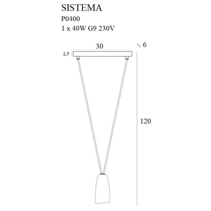 MAXLIGHT SISTEMA P0400 lama wisząca wewnętrzna G9 czarny klosz