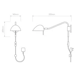 ASTRO wall lamp Serge white black 1476002/3, switch on the cable