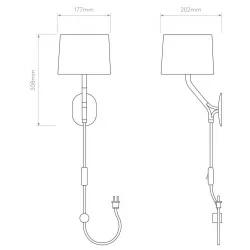 Astro Arbor wall lamp white, black 1479001/2 with a round lampshade