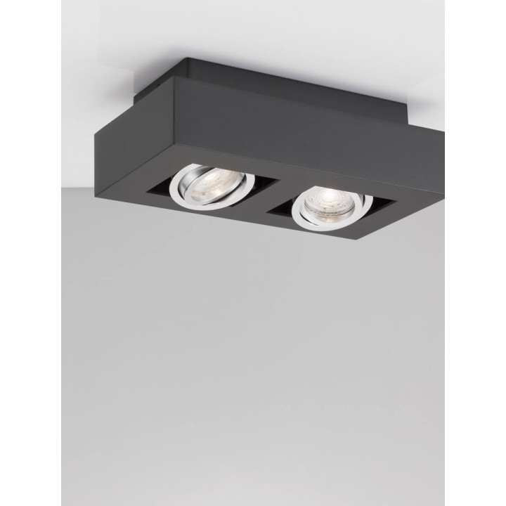 LUCES ACATENO prostokątna lampa sufitowa czarna, biała żar&oacute;wka GU10
