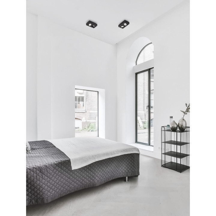 LUCES ACATENO prostokątna lampa sufitowa czarna, biała żar&oacute;wka GU10