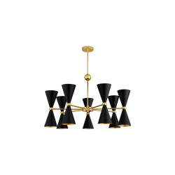 LUCES BALSAS LE43698 hanging lamp black and shades of gold, E14 bulbs