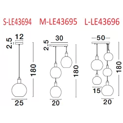 LUCES BALCHE LE43694/5/6 lampa wykonana z metalu i szkła żarówka E27