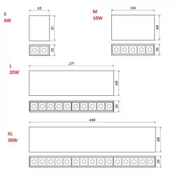 OXYLED LEINI surface LED lamp 4W, 10W, 20W, 30W