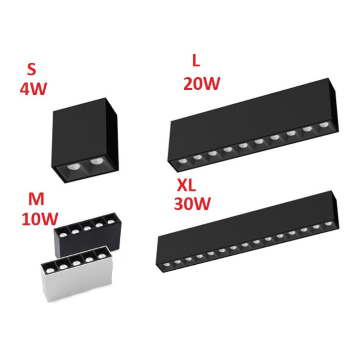 OXYLED LENI surface LED lamp 4W, 10W, 20W, 30W black or white alumi