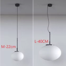 CLEONI Ovo pojedyncza lampa wisząca z mlecznym kloszem 22cm, 40cm