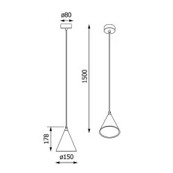 CLEONI Rim D1 black hanging lamp made of IP20 steel