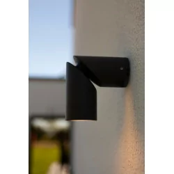 LUTEC TUBON outdoor wall lamp, gray shades, IP54 aluminum glass