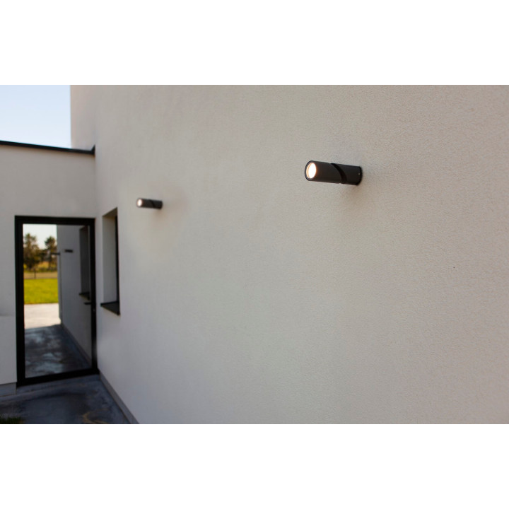 LUTEC TUBON outdoor wall lamp, gray shades, IP54 aluminum glass