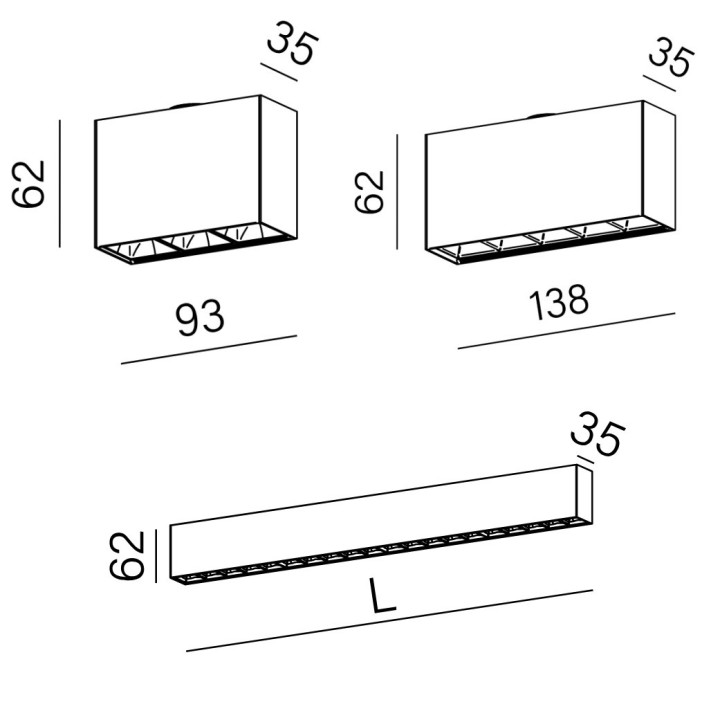 AQFORM RAFTER points LED surface-mounted, oblong ceiling lamp 9cm-54cm