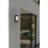 LUTEC NILA black outdoor wall lamp, solid steel, E27 IP44 bulb