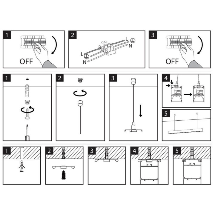 KOBI LED KOLINE LUMINAIRES, length 120 cm, white, black light color CCT 3000K-6000K