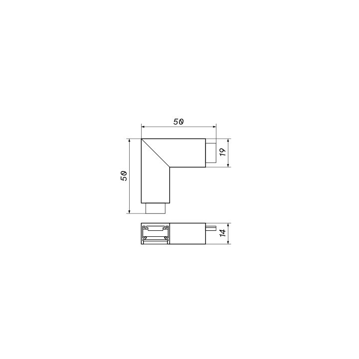 OXYLED MICROLINE 90&deg; mechanical connector, black and white