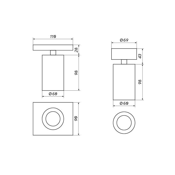 OXYLED CROSTI LACCE SQ ceinling lamp GU10