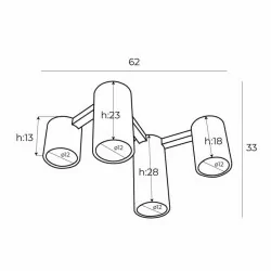 Maxlight LAXER C0227/8 ceiling lamp 4xGU10 max. power 7W black and white