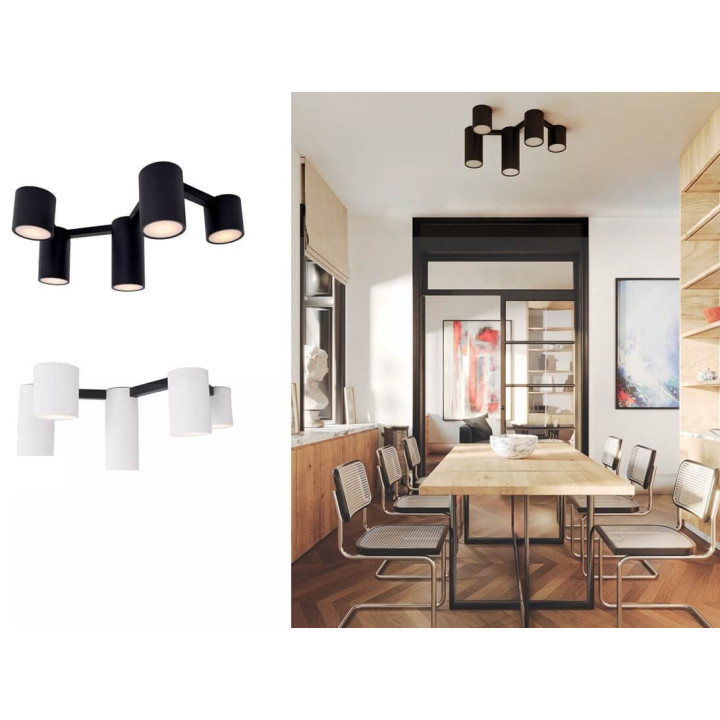 Maxlight LAXER C0229/30 ceiling lamp 5xGU10 max. power 7W black and white