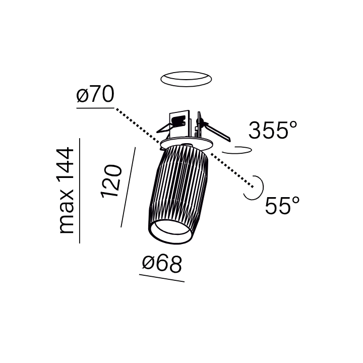 AQFORM TRIBA midi LED G/K reflector 16478 recessed tube 4 colors