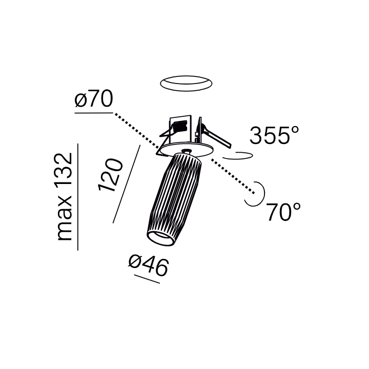 AQFORM TRIBA mini LED G/K reflektor 16476 wpuszczana tuba 4 kolory