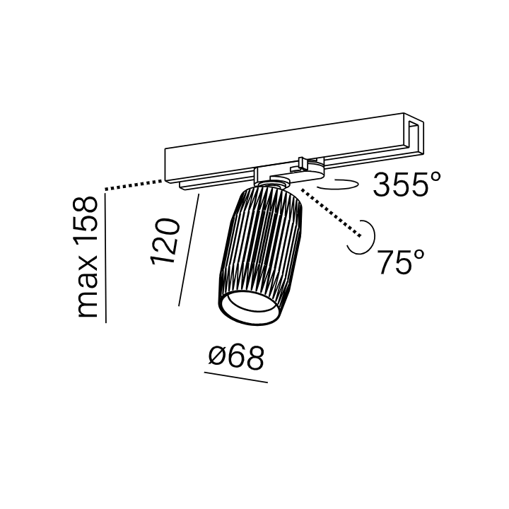 AQFORM TRIBA midi track 16479 LED lamp for 3F rails tube 4 colors IP20