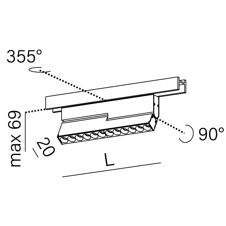 AQFORM RAFTER mini points move LED regulowana lampa szynowa na magnes
