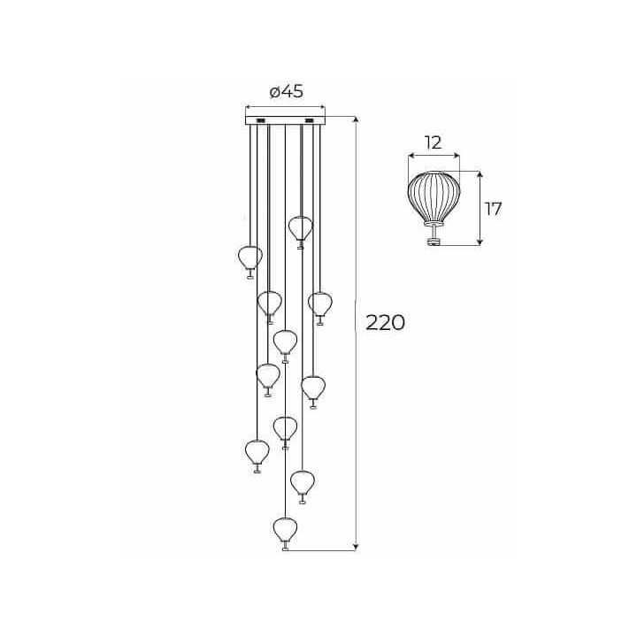 MAXLIGHT Palloncini 11 LED hanging lamp 3000K 11x6W elegant lamp