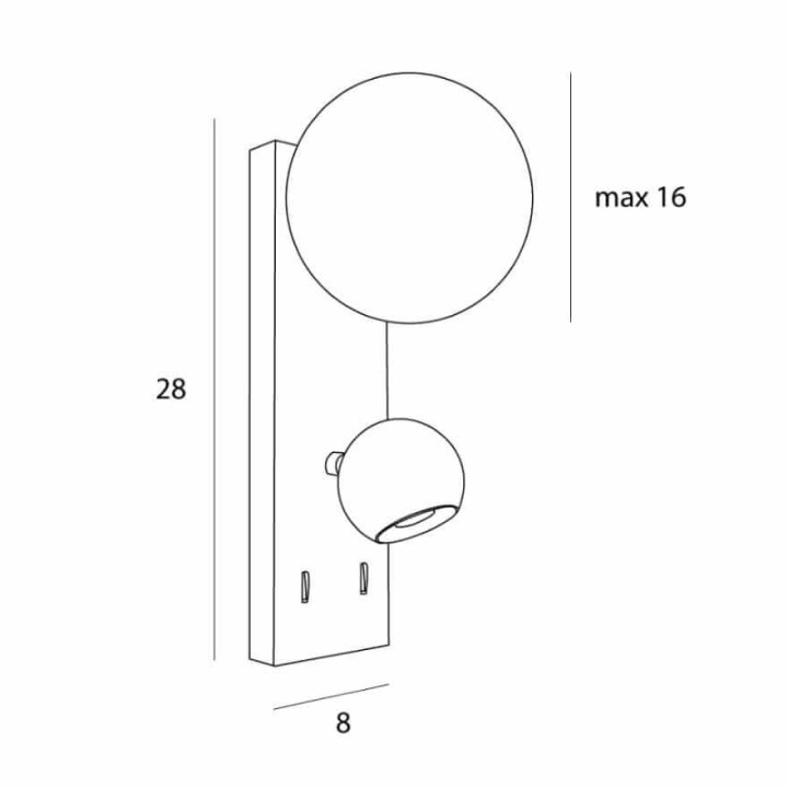 MAXlight Atom W0351 metal black LED wall lamp 3000K ball shape