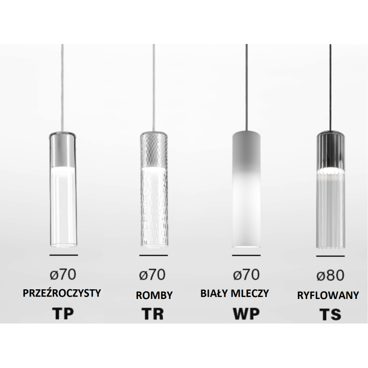 AQFORM MODERN GLASS Tube GU10 zwieszany 50470, 50529 wiszaca tuba