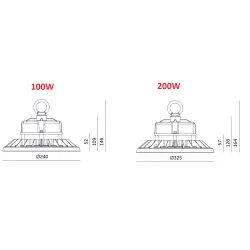 Oprawa przemysłowa KOBI LED RIO PRO moc 100W, 200W 4000K czarna