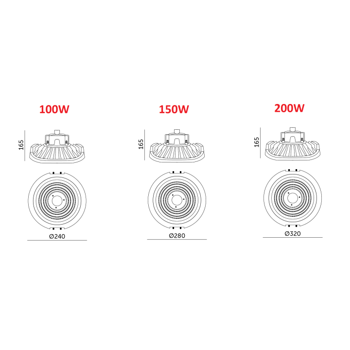 KOBI LED luminaire NINA 100/150/200W 4000K IP65 for warehouses, halls