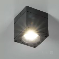 Kobi QUERK outdoor lamp, black, surface-mounted, GU10, IP54, square, round