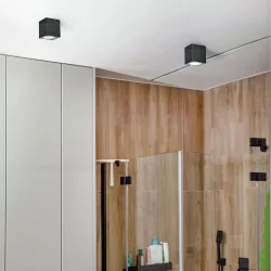 Kobi QUERK outdoor lamp, black, surface-mounted, GU10, IP54, square, round
