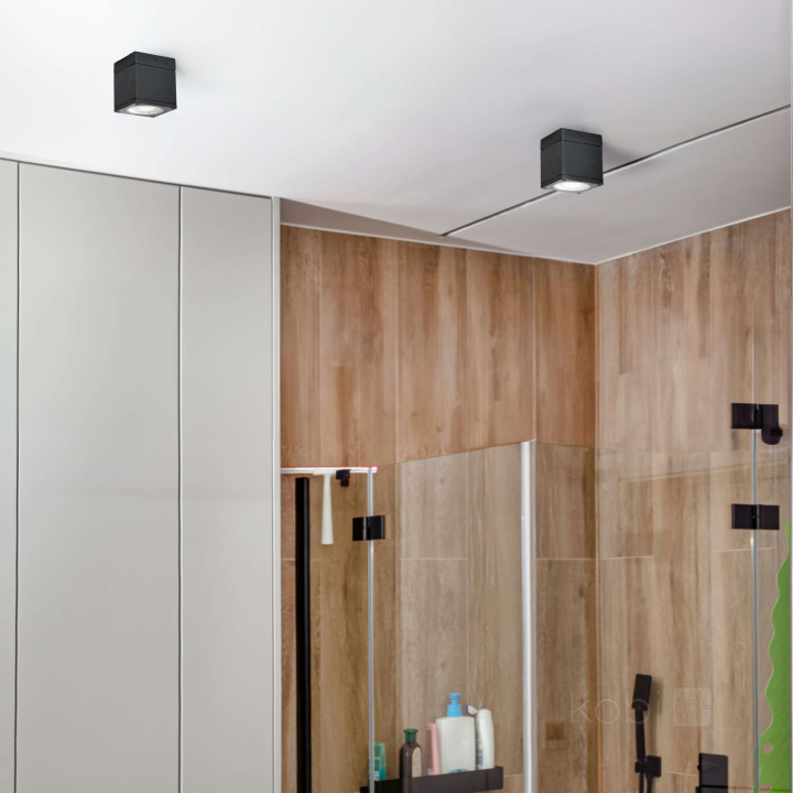 Kobi QUERK outdoor lamp, black, surface-mounted, GU10, IP54, square, round