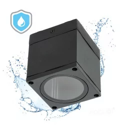 Kobi QUERK outdoor lamp, black, surface-mounted, GU10, IP54, square, round