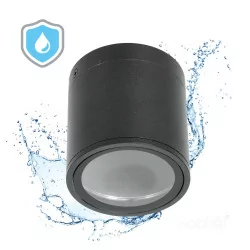 Kobi QUERK outdoor lamp, black, surface-mounted, GU10, IP54, square, round