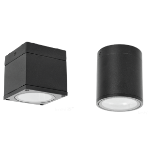 Kobi QUERK outdoor lamp, black, surface-mounted, GU10, IP54, square, round