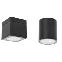 Kobi QUERK outdoor lamp, black, surface-mounted, GU10, IP54, square, round