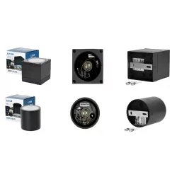 Kobi QUERK outdoor lamp, black, surface-mounted, GU10, IP54, square, round