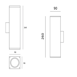 Kobi QUERK 4 double-sided outdoor wall lamp IP54 2x GU10, black
